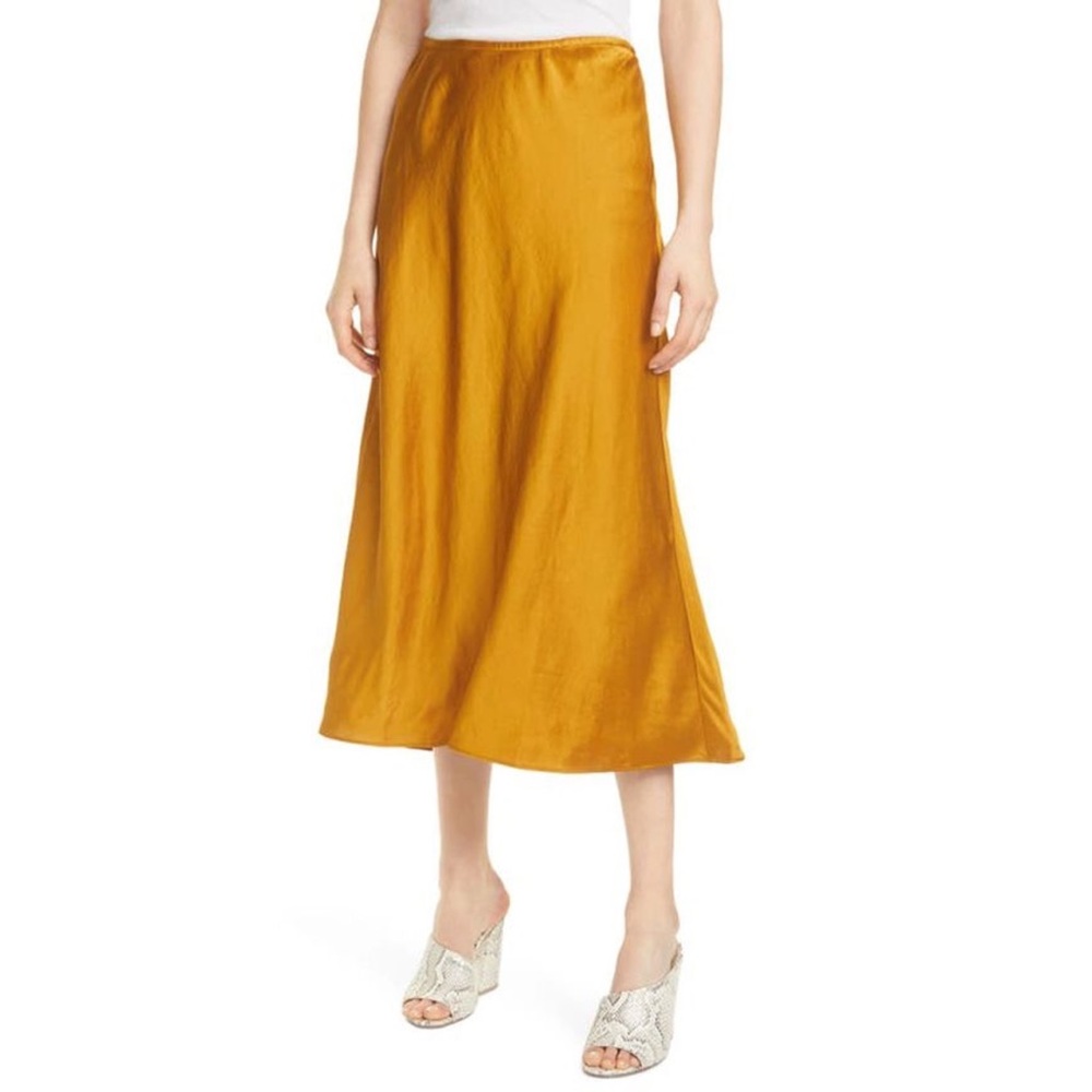 CLUB MONACO Marigold Bias Cut Satin Midi Skirt 14